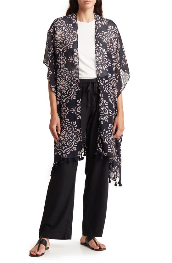 Nordstrom Print Tassel Duster In Navy Night Brushed Tiles