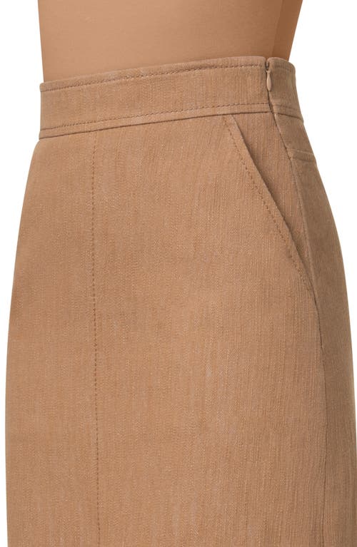 Shop Akris Punto Washed Denim A-line Skirt In Caramel