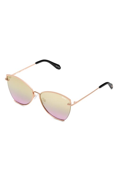 Shop Quay Australia Dusk To Dawn 60mm Cat Eye Sunglasses In Rose Gold/lavender