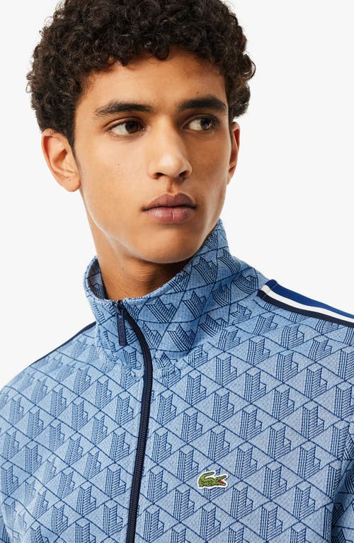 Shop Lacoste Logo Monogram Stripe Track Jacket In Rill/globe