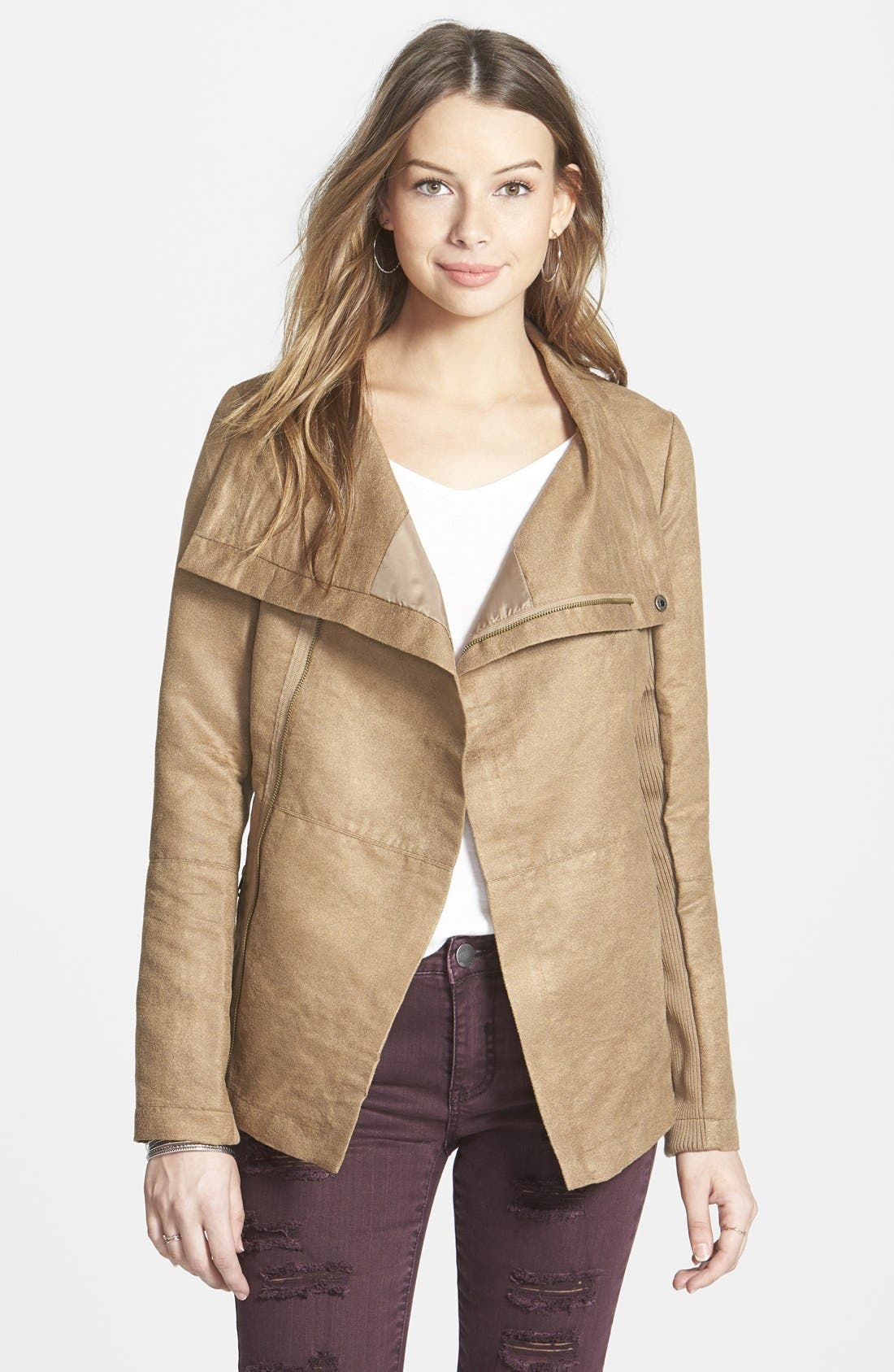 Thread & Supply Faux Suede Moto Jacket (Juniors) | Nordstrom