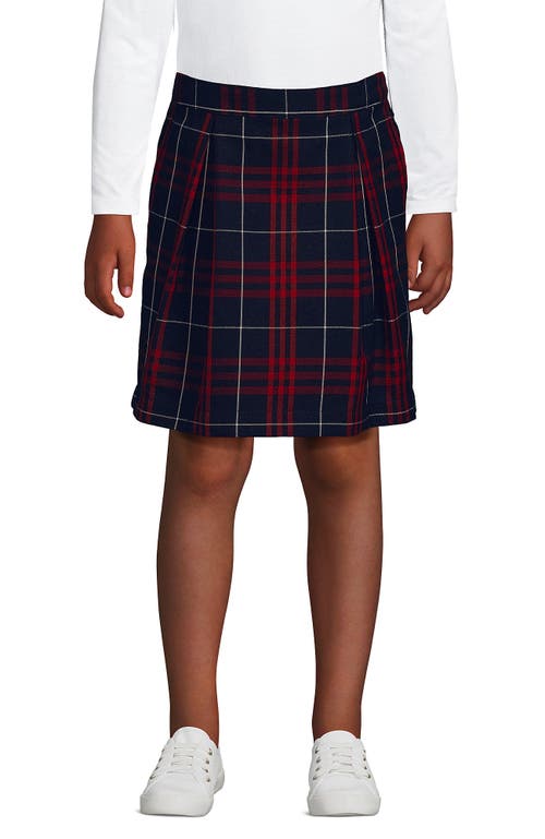 Lands' End School Uniform Girls Plaid Skort Top Of Knee In Classic Navy Large Plaid