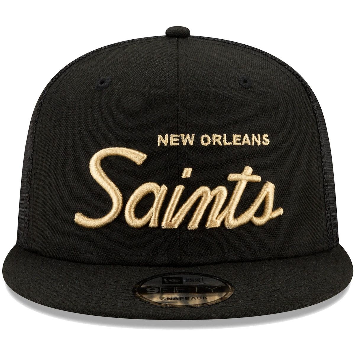 New Era Men S New Era Black New Orleans Saints Script Trucker 9fifty Snapback Hat Nordstrom