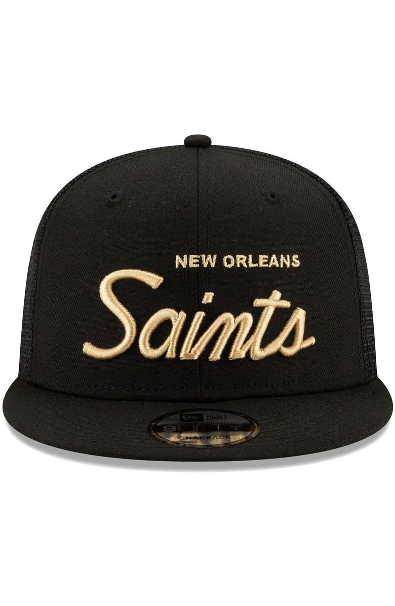 New Era Men S New Era Black New Orleans Saints Script Trucker 9fifty Snapback Hat Nordstrom New Era Men S New Era Black New Orleans Saints Script Trucker 9fifty Snapback Hat Nordstrom