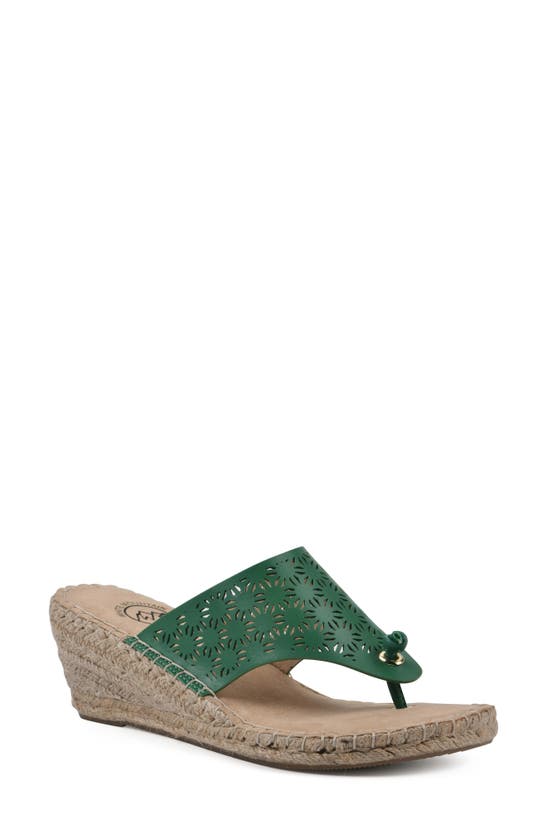 White Mountain Footwear Beaux Espadrille Wedge Sandal In Classic Green/ Smooth