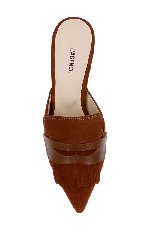 Shop L Agence L'agence Bijou Pointed Toe Kiltie Penny Loafer Mule In Buckskin Suede