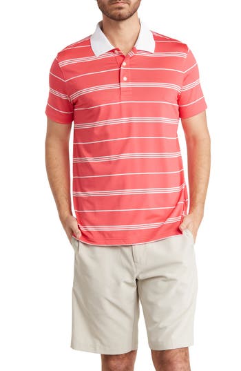 Brooks Brothers Stripe Golf Polo In Red