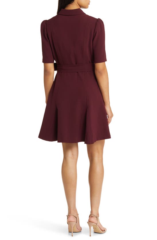 Eliza J Puff Sleeve Shirtdress In Wine