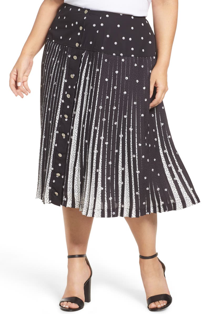 Melissa McCarthy Seven7 Polka Dot Pleat Georgette Skirt (Plus Size ...