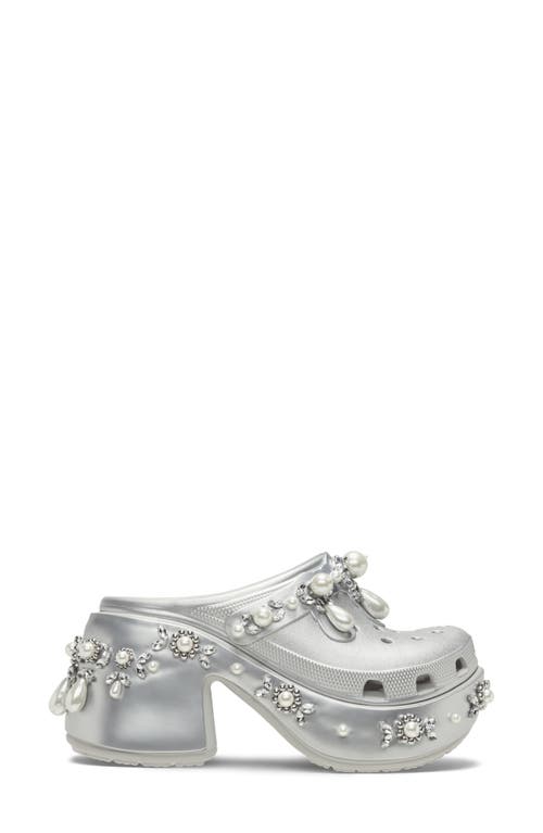 Crocs X Simone Rocha Spiked Siren Platform Clog In Metallic Silver