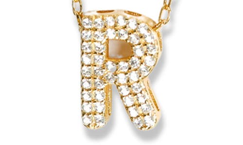 Argento Vivo Sterling Silver Cubic Zirconia Bubble Inital Pendant Necklace In Gold - R