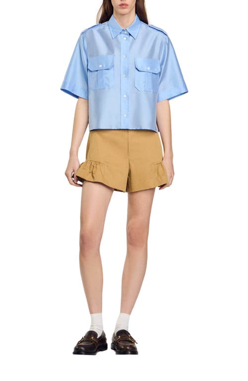 Shop Sandro Two-tone Shirt In Sky Blue