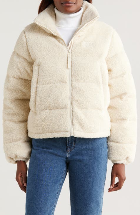 Fleece puffer jacket best sale