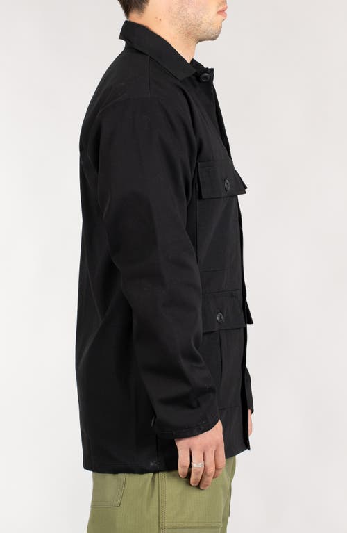 Shop Stan Ray Button-up Cotton Ripstop Work Jacket In Black Rip Stop