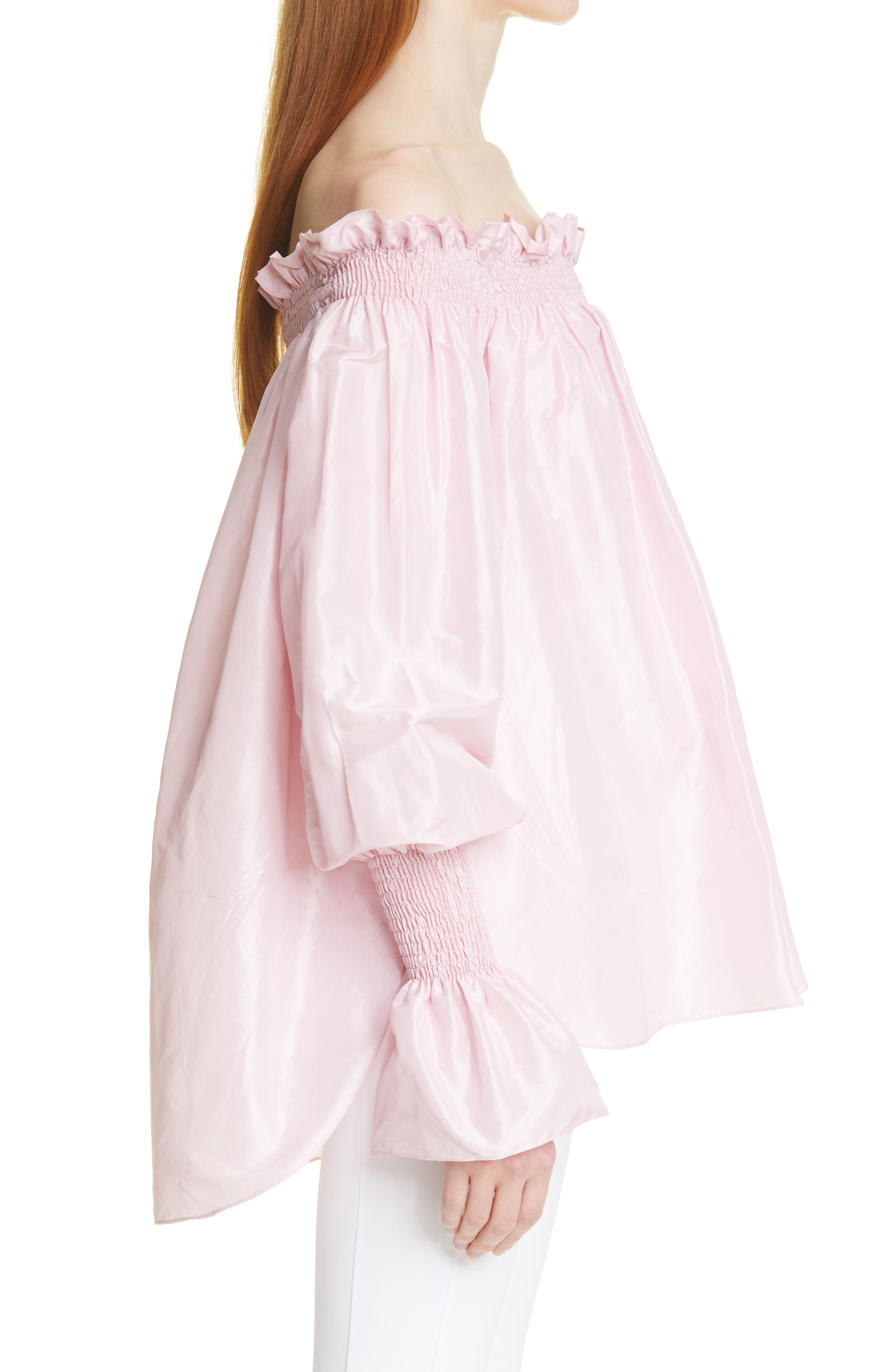 off shoulder silk blouse