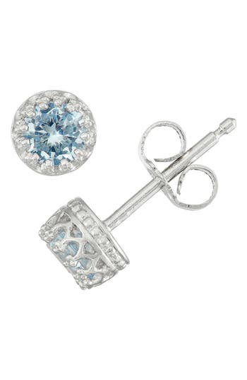 Fzn Semiprecious Stone Crown Stud Earrings In Aquamarine