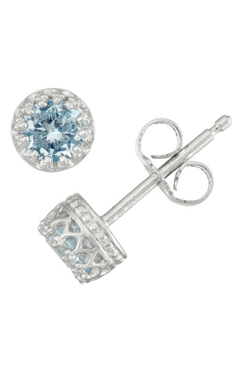 Fzn Semiprecious Stone Crown Stud Earrings In Aquamarine