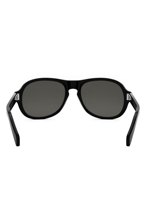 Shop Celine Bold 3 Dots 56mm Pilot Sunglasses In Shiny Black/smoke