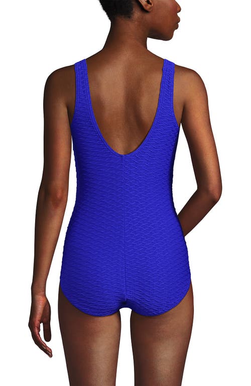 Shop Lands' End Scoop Neck Tugless Sporty One Piece Swimsuit In Electric Blue