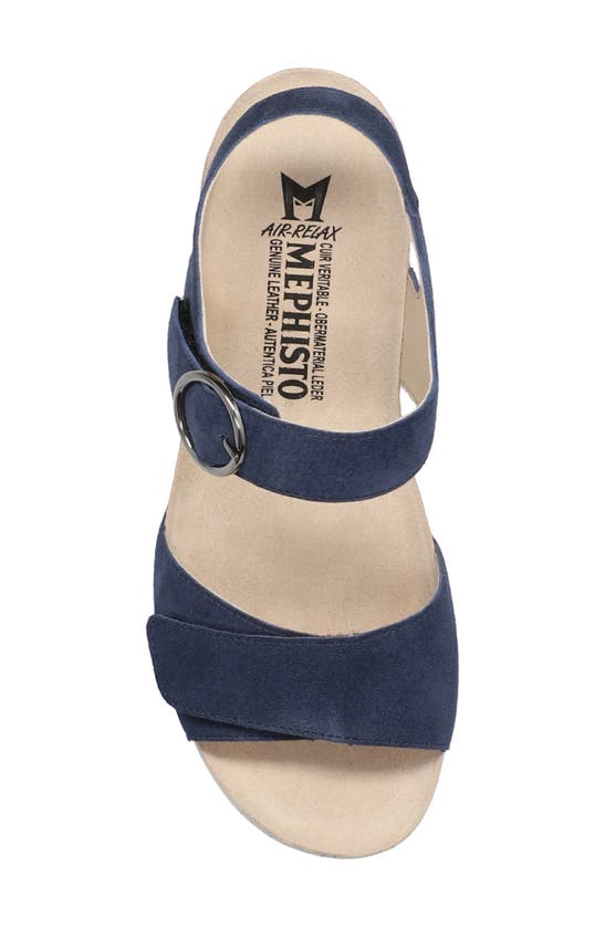 Shop Mephisto Oriana Strappy Wedge Sandal In Midnight Blue