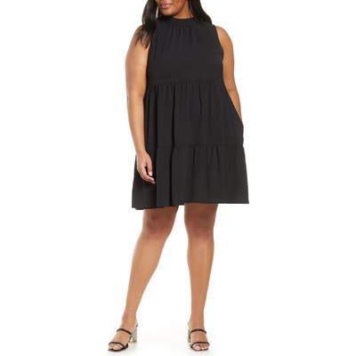 Plus Size Gibson X The Motherchic Lakeshore Tiered Dress, Black