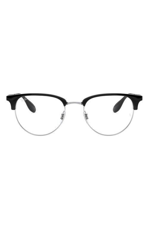 Ray-Ban 53mm Square Optical Glasses in Black Silver at Nordstrom