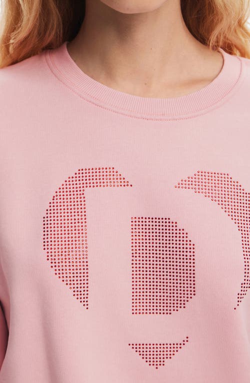 Desigual Strass Heart Embellished Cotton Graphic Sweatshirt In Red