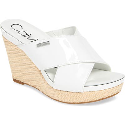 Calvin Klein Jacolyn Wedge Slide Sandal, White