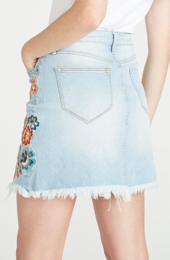 Shop Driftwood Maui Floral Embroidered Denim Miniskirt In Light Wash