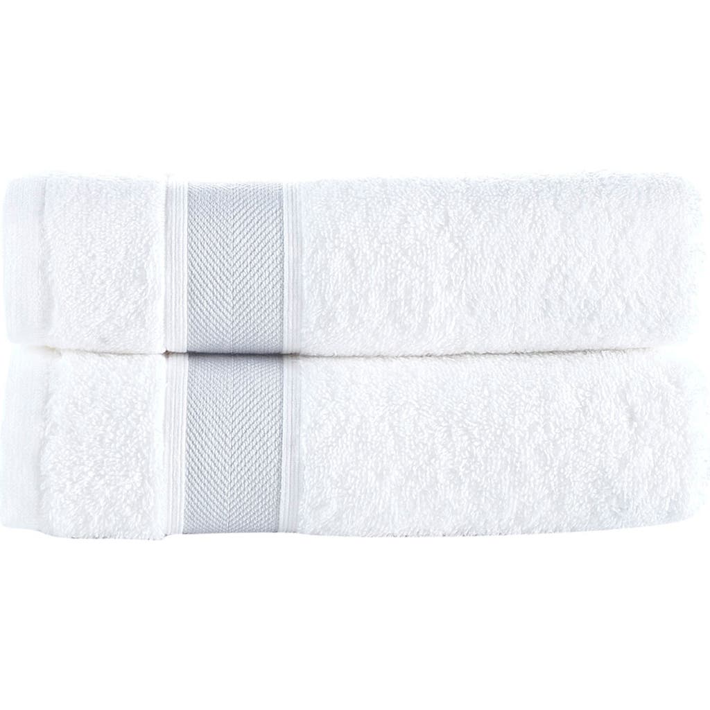 Brooks Brothers Ottoman Rolls 2-pack Turkish Cotton Bath Sheets In White/silver