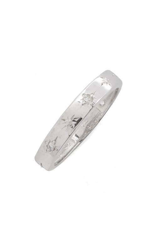 Starburst Band Ring in White Silver