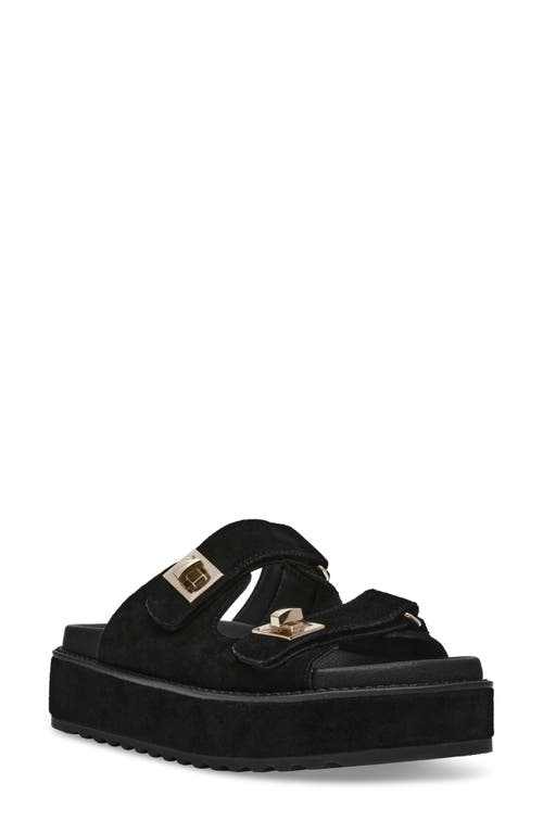 Steve Madden Bigschmona Platform Slide Sandal In Black Suede