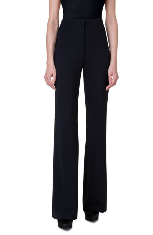 Akris punto Courtney Wide Leg Stretch Virgin Wool Pants 009 Black at Nordstrom,