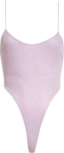 Lilac Lace High Rise Thong Bodysuit