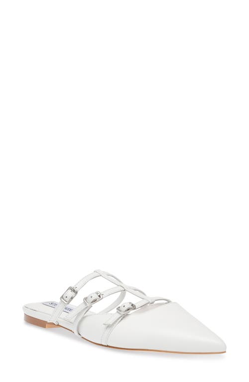 Shatter Pointed Toe Mule in White Leather