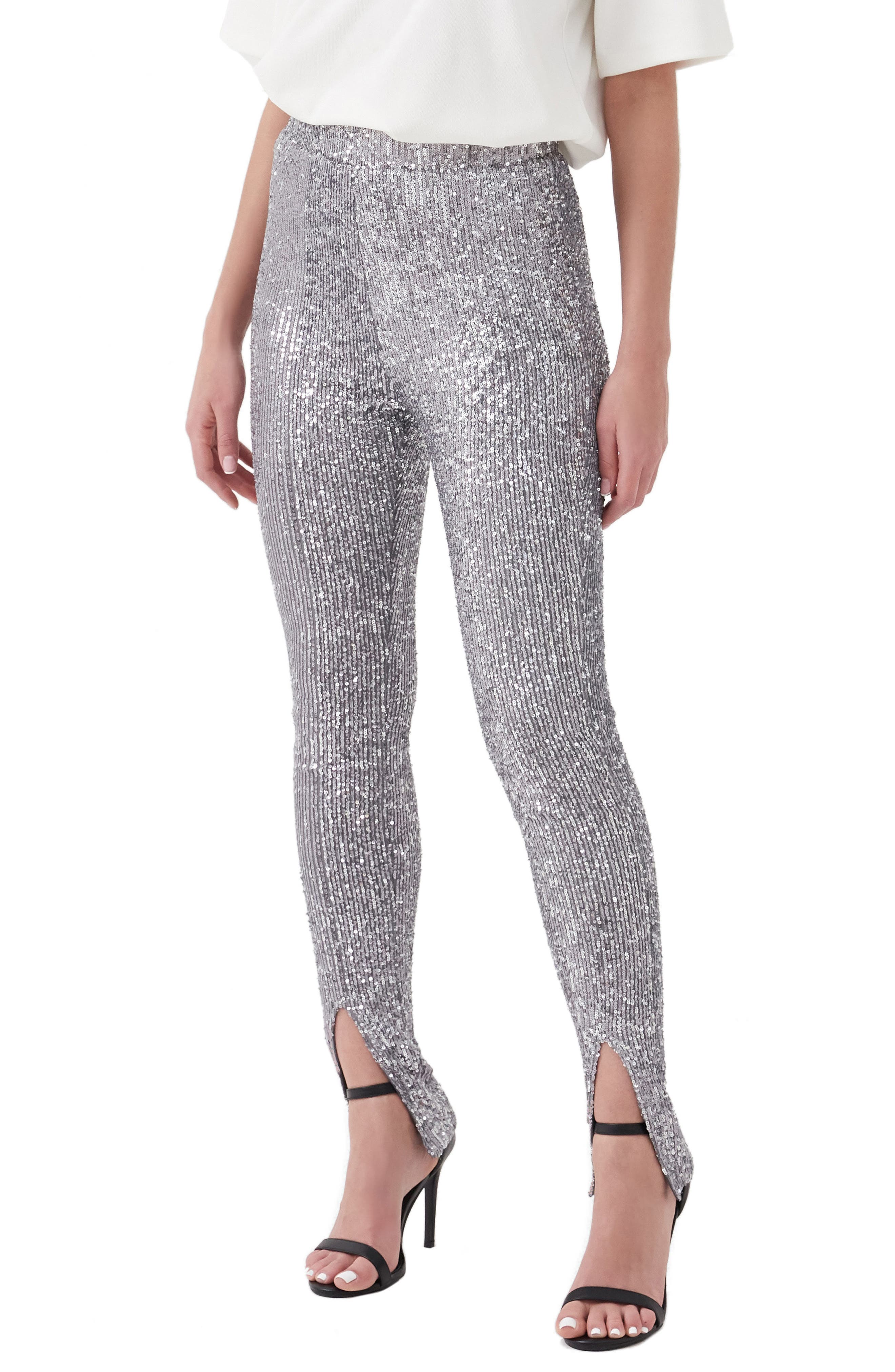 silver sequin leggings