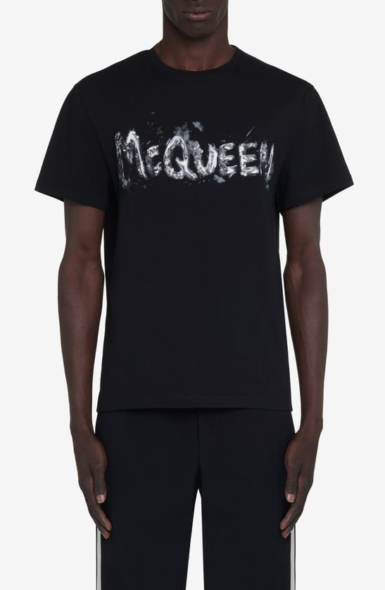 Alexander Mcqueen Logo Cotton Graphic T-shirt In Black / Grey