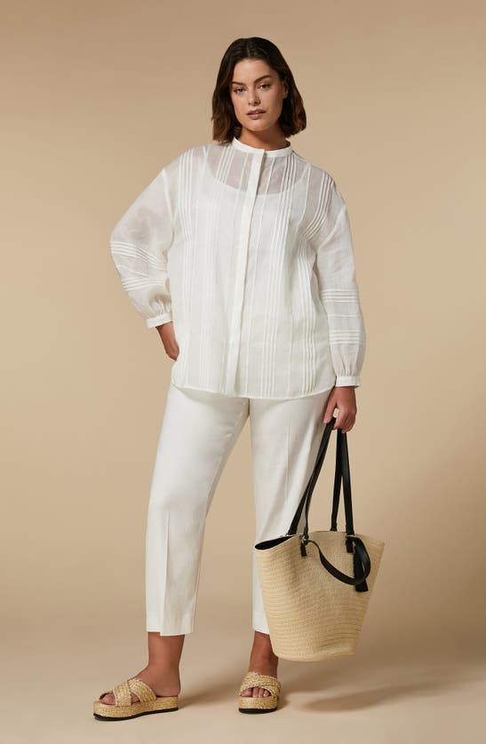 Shop Marina Rinaldi Todi Pleated Canvas Shirt In White