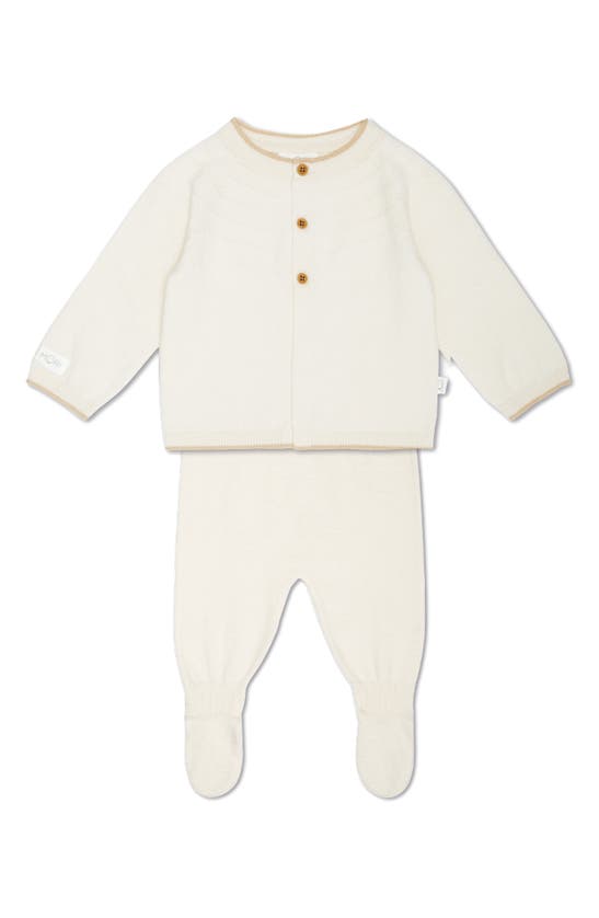 Mori Babies' Knit Cardigan & Footed Leggings Set In Cream