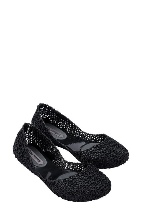 Shop Melissa Campana Papel Vii Jelly Flat In Black Glitter/black