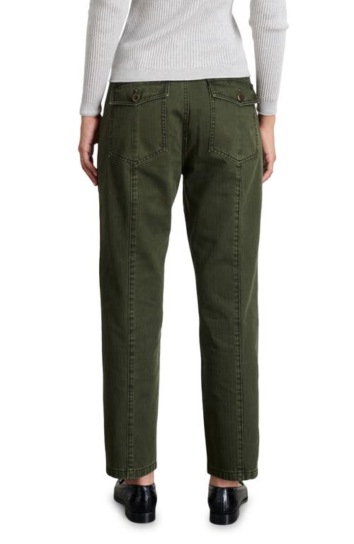 Shop Alex Mill Neil Herringbone High Waist Straight Leg Utility Pants In Military Olive