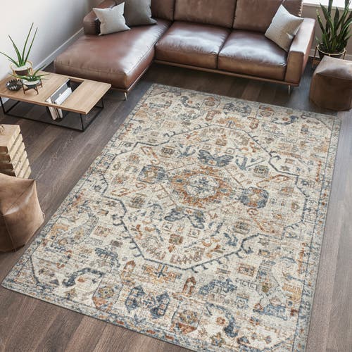 Jonathan Y Shaemus Bohemian Medallion Low-pile Machine-washable Area Rug In Cream/terra