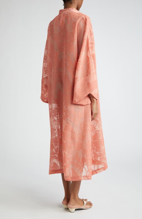 La Vie Style House Damask Cover-up Caftan In Orange