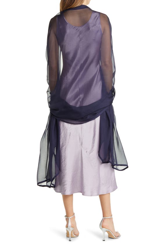 Nordstrom Satin Border Silk Chiffon Scarf In Navy Evening