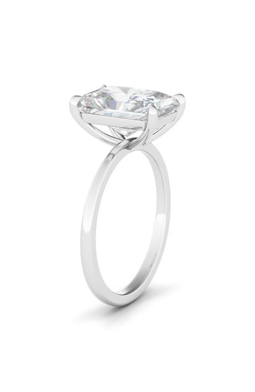 Hautecarat Radiant Cut Lab Created Diamond Ring In 3.00 Ctw 18k White Gold
