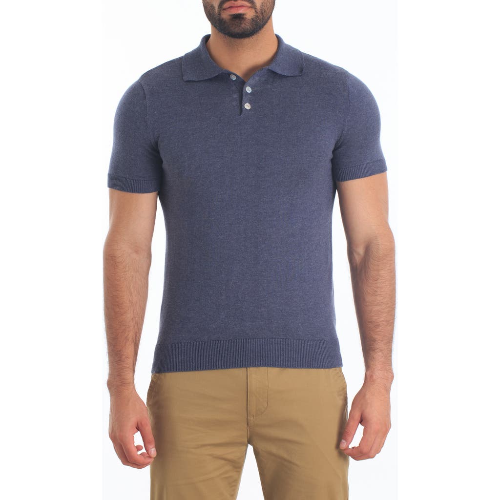 Jared Lang Pima Cotton Polo Sweater In Dark Navy