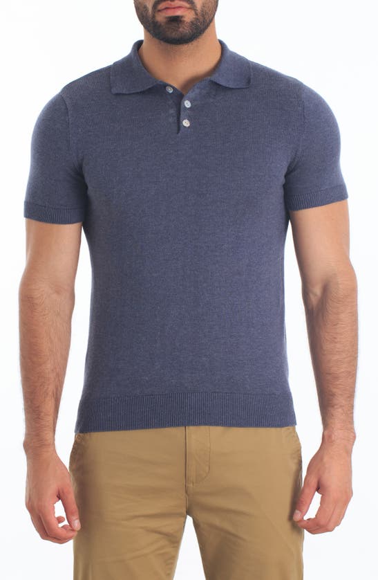 Shop Jared Lang Pima Cotton Polo Sweater In Dark Navy