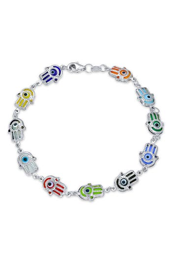 Bling Jewelry Hamsa Hand Evil Eye Bracelet In Multi-color