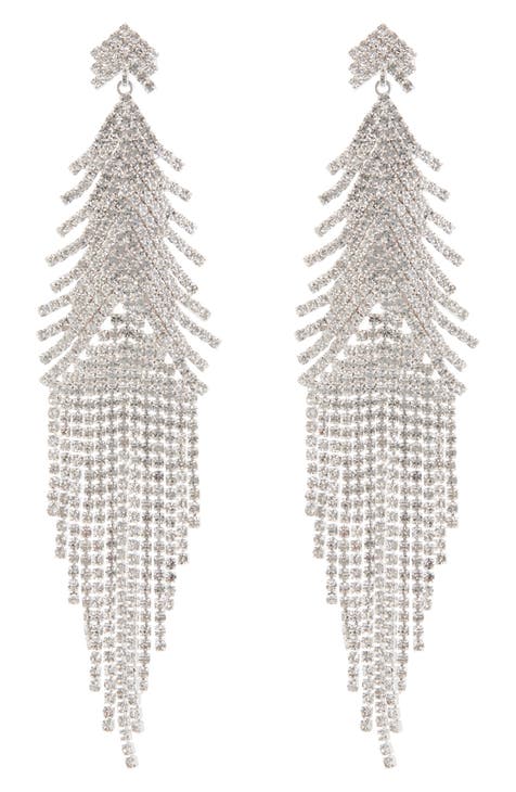 Crystal Feather Drop Earrings