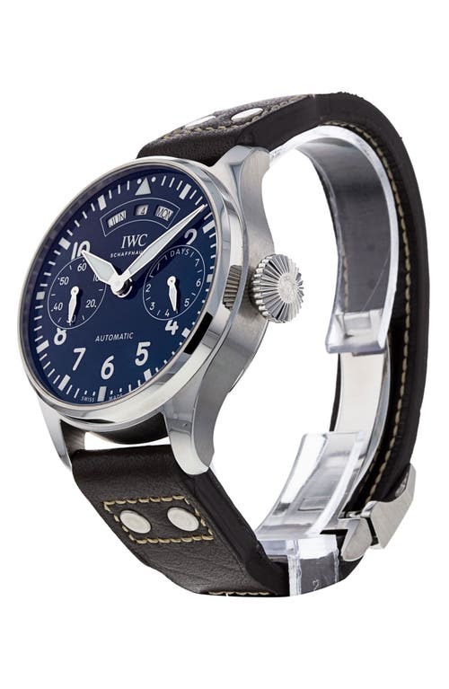 Shop Watchfinder & Co. Iwc  2019 Big Pilots Automatic Leather Strap Watch, 46.2mm In Black/blue